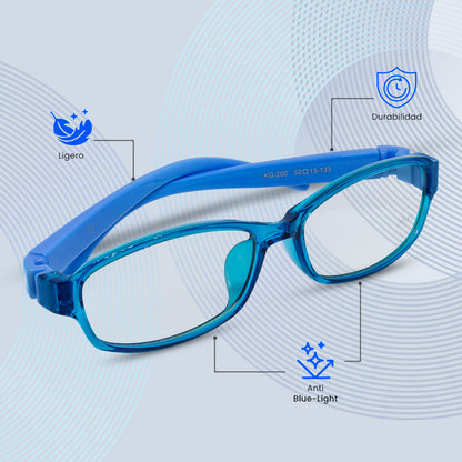 Lentes Gamer Vorago KG-200 Kids PC/Tablet Anti Luz Azul Estuche Color Azul