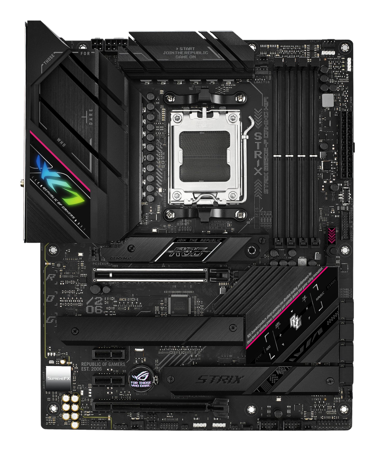 Tarjeta Madre Asus ROG Strix B650E-F Gaming WIFI 4xDDR5 128GB 6400Mhz PCIe 5.0 M.2 1xHDMI 1xDP S AM5 ATX Wi-Fi 6E BT