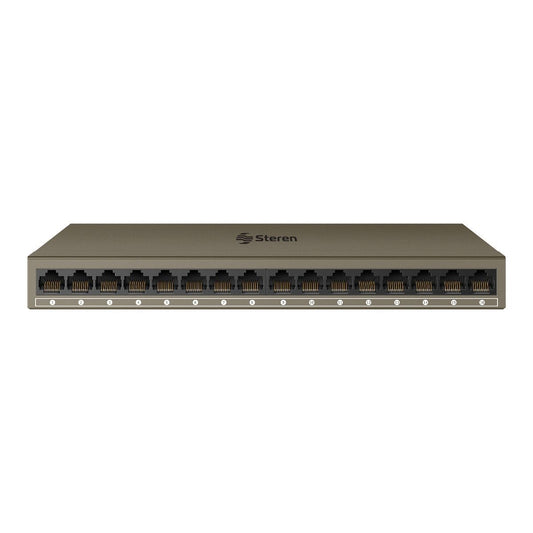 Switch Steren Gigabit Ethernet de 16 Puertos Full Duplex Color Gris