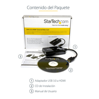 StarTech.com USB32HDPRO adaptador gráfico USB 1920 x 1200 Pixeles Negro