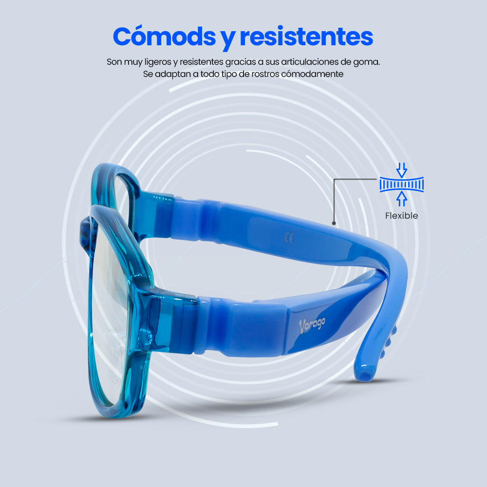 Lentes Gamer Vorago KG-200 Kids PC/Tablet Anti Luz Azul Estuche Color Azul