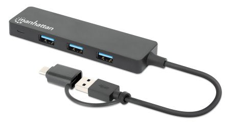 Manhattan 180863 nodo concentrador USB 3.2 Gen 1 (3.1 Gen 1) Type-A + Type-C 5000 Mbit/s Negro