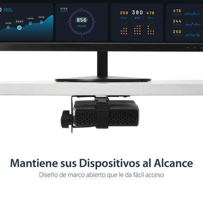 StarTech.com ACCSMNT soporte para CPU Soporte para CPU montado en soporte de monitor Negro