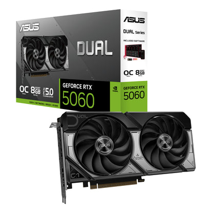 Tarjeta Video Asus Dual GeForce RTX5060 OC 8GB Dual Fan GDDR7 128 bits 623 TOPs PCIe 5.0 1xHDMI 3xDP