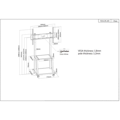 Manhattan 461665 soporte para TV 2.54 m (100") Negro