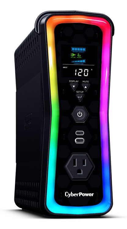UPS CyberPower GX150C2 1500VA 1000W 120V PFC Activo RGB Panel LCD USB-Cx2