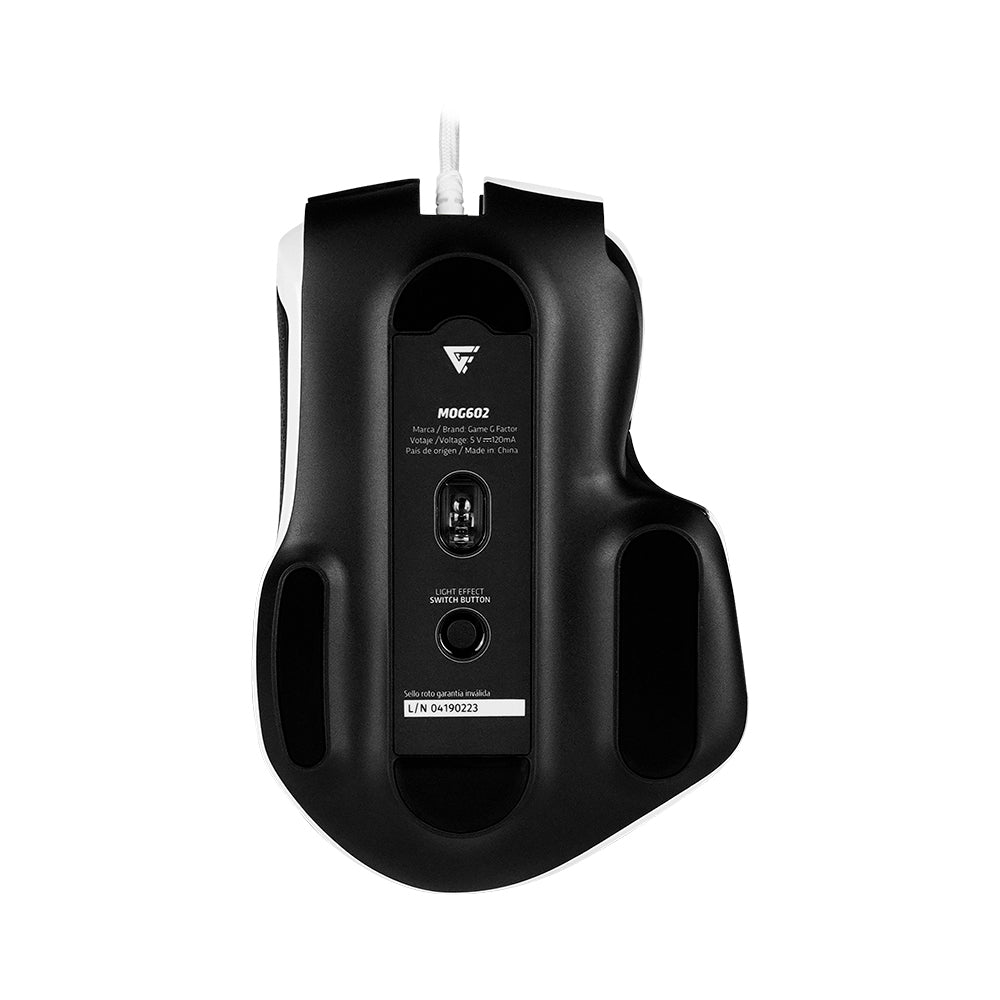 Mouse Game Factor MOG602 Click Láser Pixart 3370 19000 dpi 8 Botones Iluminación RGB Color Negro