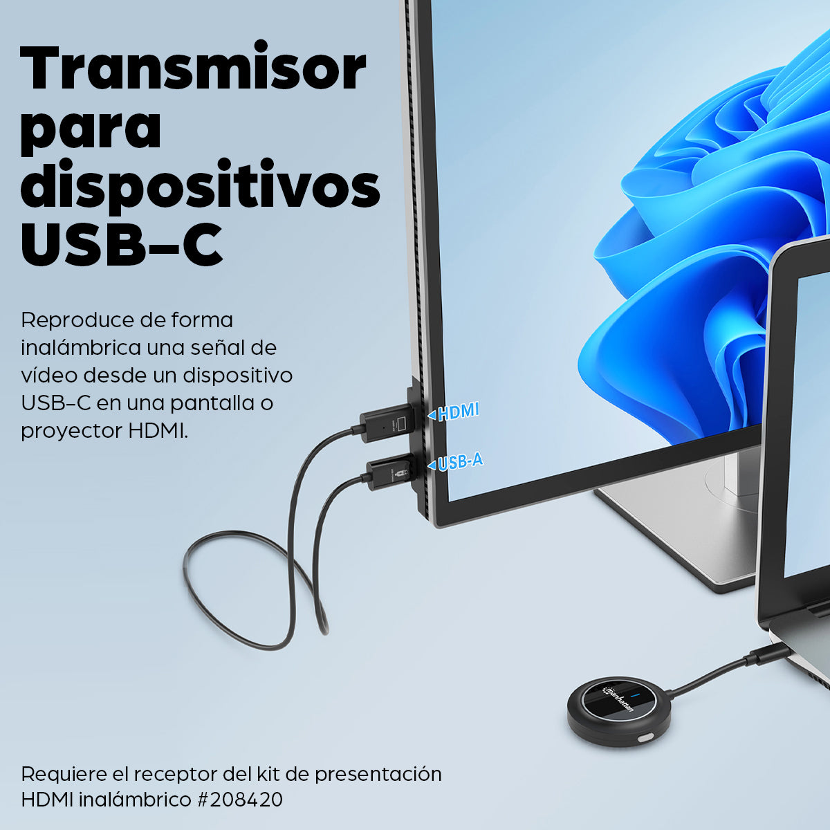 Manhattan 208437 extensor de audio/video Transmisor AV Negro
