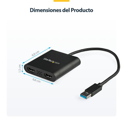 StarTech.com USB32HD2 adaptador gráfico USB 3840 x 2160 Pixeles Negro