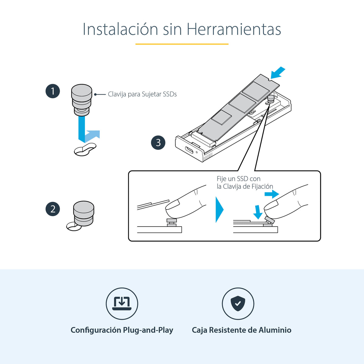 StarTech.com M2-USB-C-NVME-SATA caja para disco duro externo Carcasa para SSD Gris