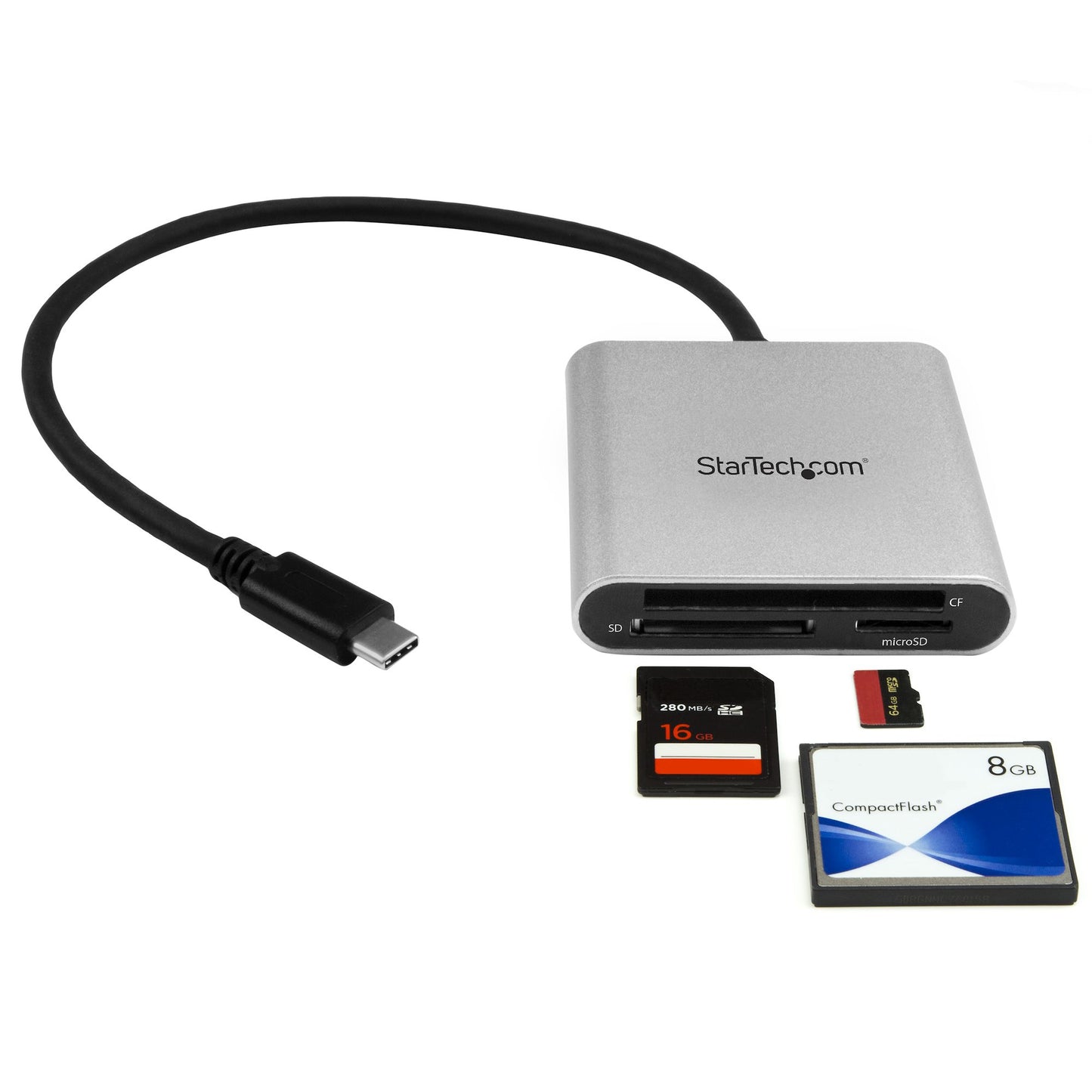 StarTech.com FCREADU3C lector de tarjeta USB 3.2 Gen 1 (3.1 Gen 1) Type-C Negro, Plata