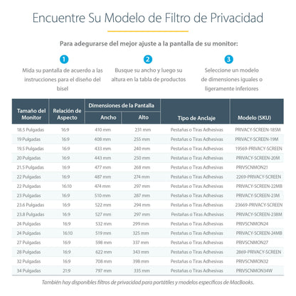 StarTech.com PRIVACY-SCREEN-22MB filtro para monitor 55.9 cm (22") Filtro de privacidad para pantallas sin marco