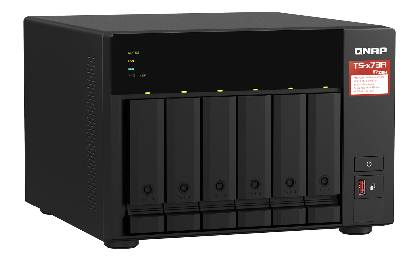 QNAP TS-673A NAS Tower Ryzen Embedded V1500B 8 GB DDR4 0 TB QNAP Turbo System Antracita