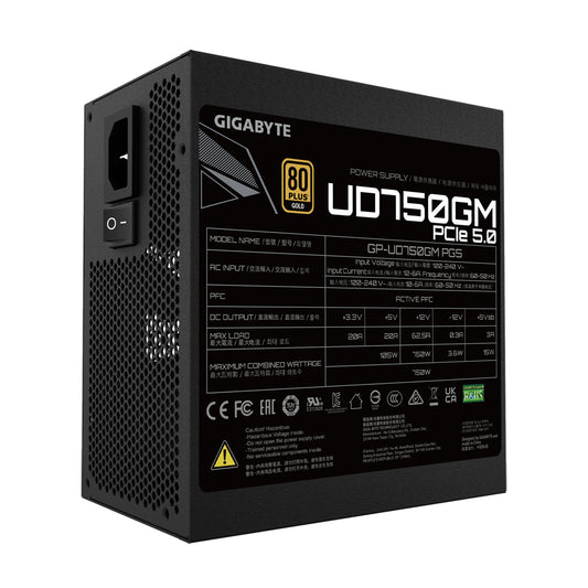 Fuente de Poder Gigabyte GP-UD750GM PG5 80 PLUS Gold Modular 24-pin ATX 12VHPWR 120mm 750W