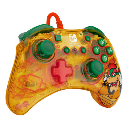 PDP Rock Candy: Lemon Bomb Bowser Verde, Translúcido, Amarillo USB Gamepad Analógico/Digital Nintendo Switch, Nintendo Switch Lite, Consola Nintendo Switch OLED