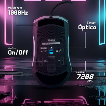 Vorago MO-505 ratón Juego Diestro USB tipo A Óptico 7200 DPI