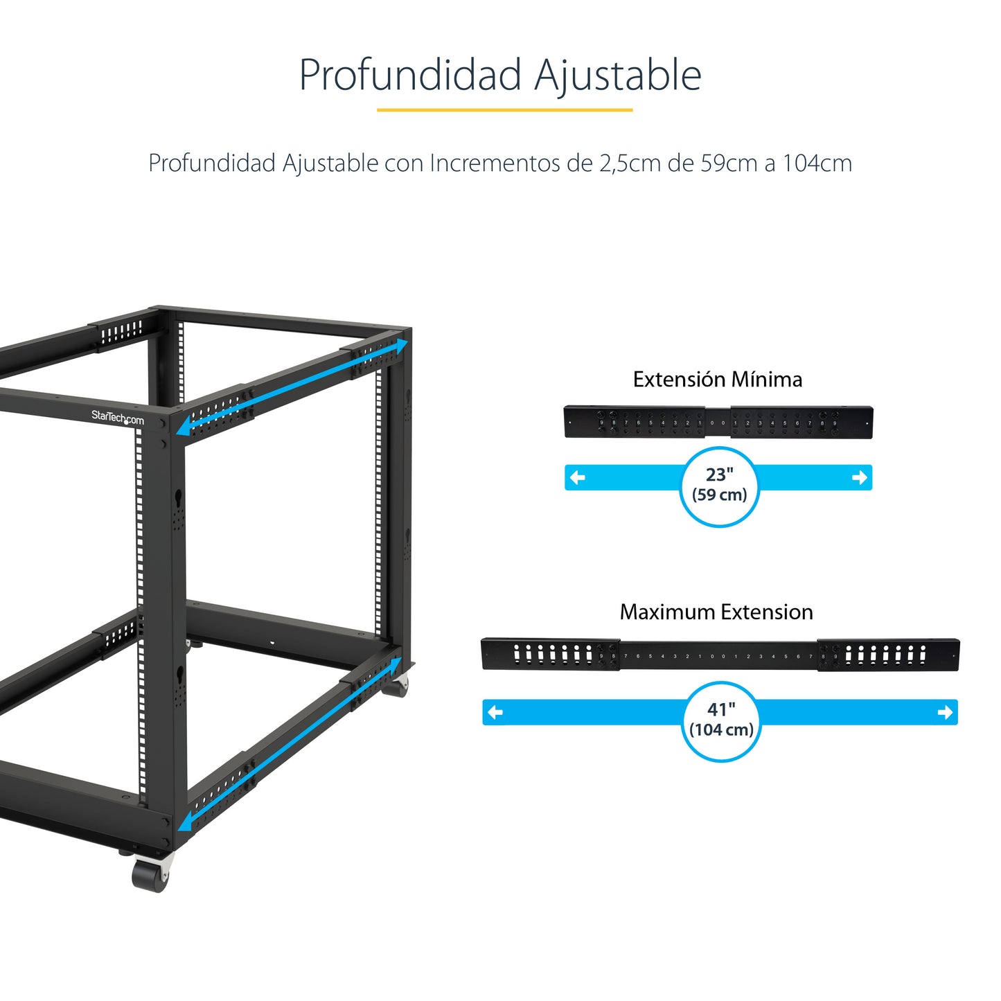 StarTech.com 4POSTRACK25U armario rack Rack o bastidor independiente Negro