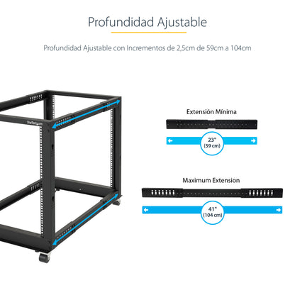StarTech.com 4POSTRACK25U armario rack Rack o bastidor independiente Negro