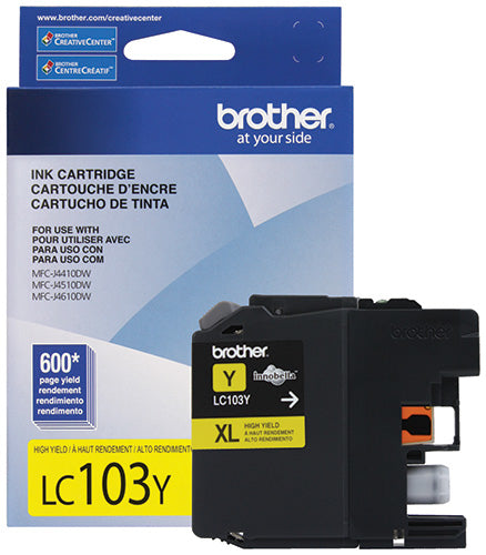 Tinta Brother LC103Y Rendimiento 600 Páginas Color Amarillo