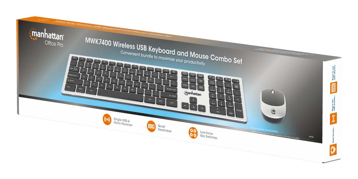 Teclado y Mouse Manhattan Optico Inalambrico 2.4G Negro combo