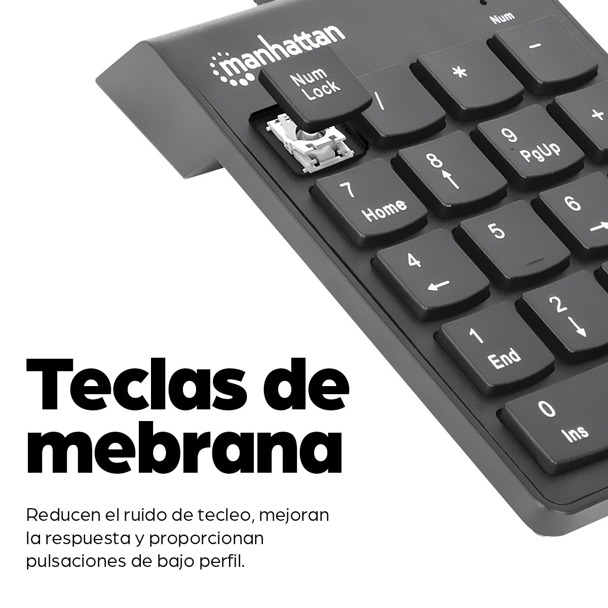 Teclado Numérico Manhattan Alámbrico USB 18 Teclas Color Negro