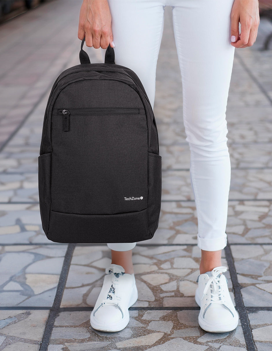 Mochila TechZone Easy Lite Negro con Compartimiento para Laptop de 15.6"