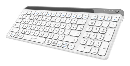 Acteck Inspire Trek TI747 teclado Universal RF inalámbrico + bluetooth QWERTY Español Gris, Blanco