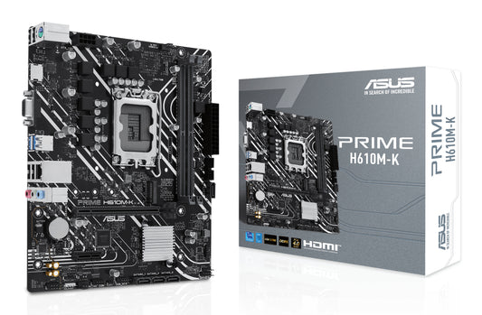 Tarjeta Madre Asus PRIME H610M-K 2xDDR5 96GB 5600Mhz HDMI VGA PCIe 4.0 M.2 S 1700 12th 13th 14th Gen mATX