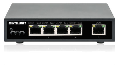 Switch Intellinet PoE+ con 5 Puertos Gigabit Color Negro
