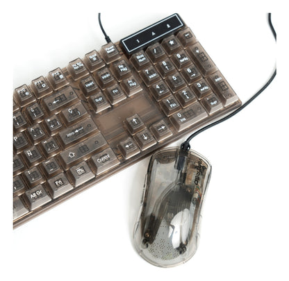 Kit Gamer Perfect Choice Teclado Transparente + Mouse Helumo Alámbrico Ergonómico y Resistente