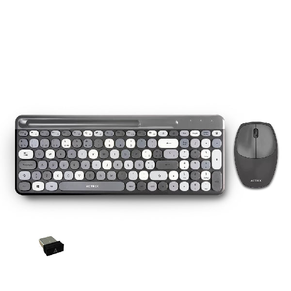 Kit Teclado y Mouse Acteck Creator Chic Colors MK470 Inalámbrico 2xBaterías AAA Incluidas Color Gris