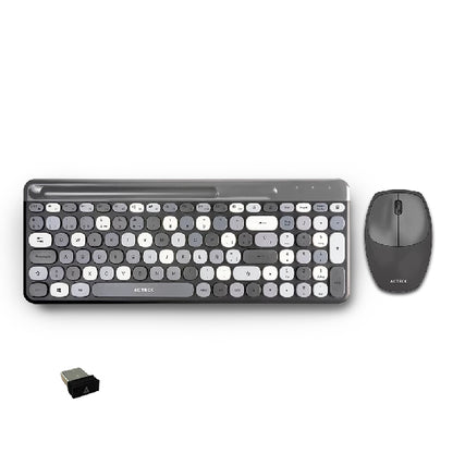 Kit Teclado y Mouse Acteck Creator Chic Colors MK470 Inalámbrico 2xBaterías AAA Incluidas Color Gris