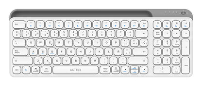 Acteck Inspire Trek TI747 teclado Universal RF inalámbrico + bluetooth QWERTY Español Gris, Blanco
