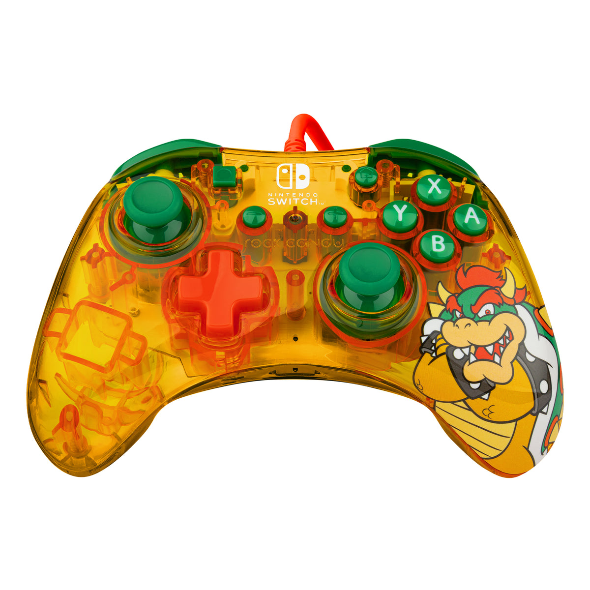 PDP Rock Candy: Lemon Bomb Bowser Verde, Translúcido, Amarillo USB Gamepad Analógico/Digital Nintendo Switch, Nintendo Switch Lite, Consola Nintendo Switch OLED
