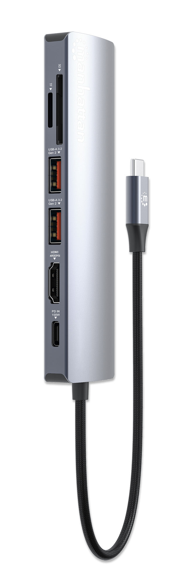 Manhattan 153966 base para laptop o replicador de puertos Alámbrico USB 3.2 Gen 2 (3.1 Gen 2) Type-C Plata