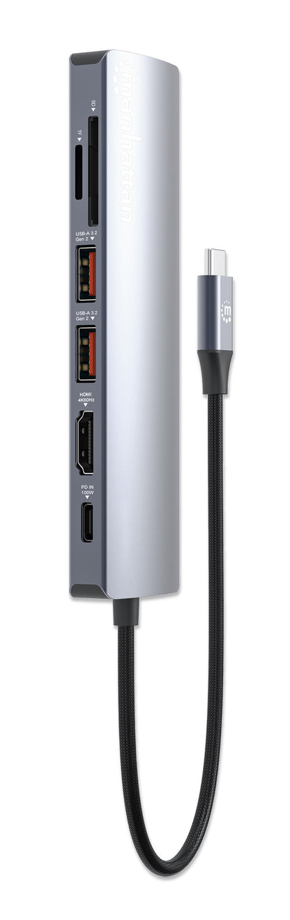 Manhattan 153966 base para laptop o replicador de puertos Alámbrico USB 3.2 Gen 2 (3.1 Gen 2) Type-C Plata