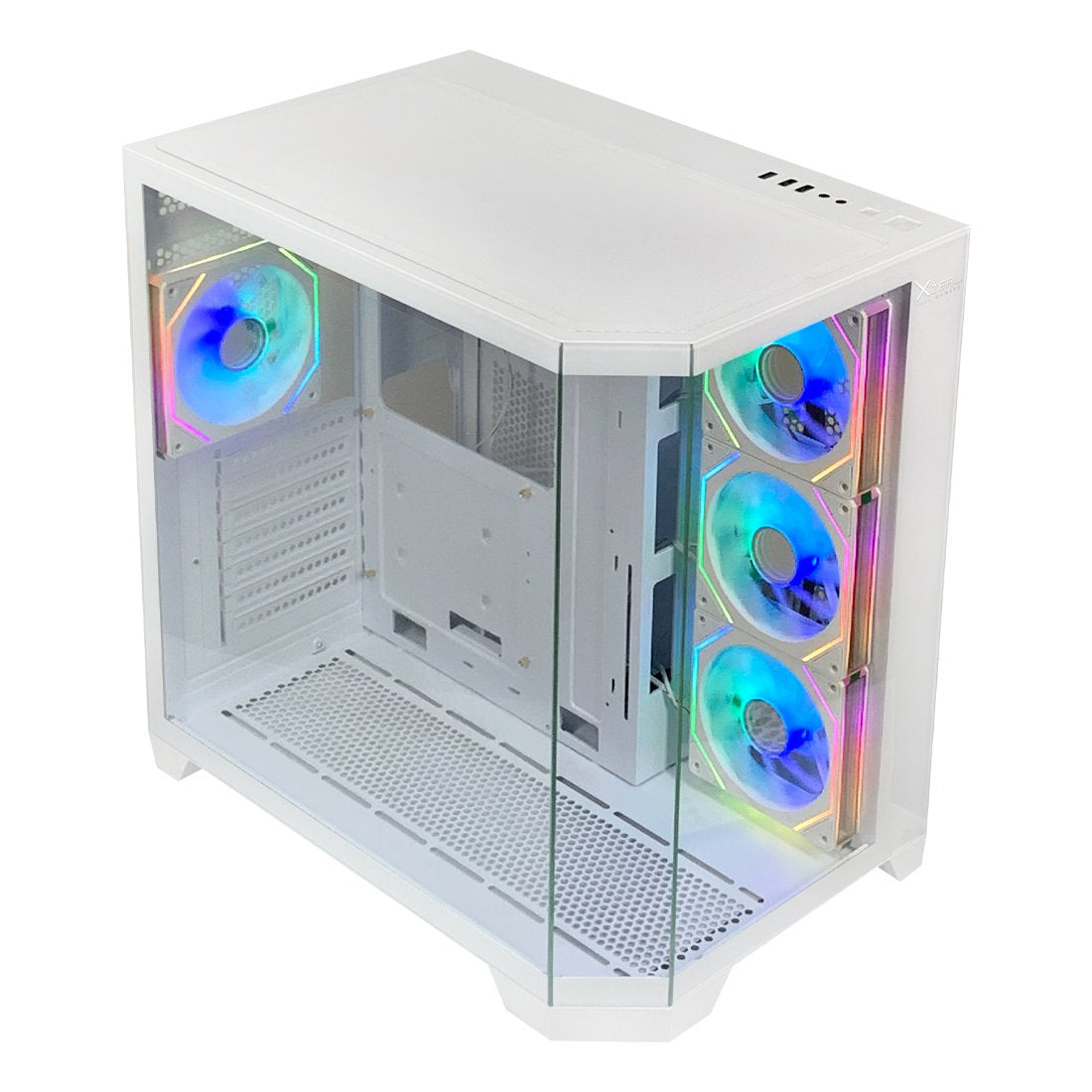 Gabinete Gamer Xzeal Mid Tower XZ150 ATX Panel Vidrio + Metal 2xUSB1.0 + 1xUSD3.0 + 1x3.5mm + 4 ARGB Ventiladores Blanco