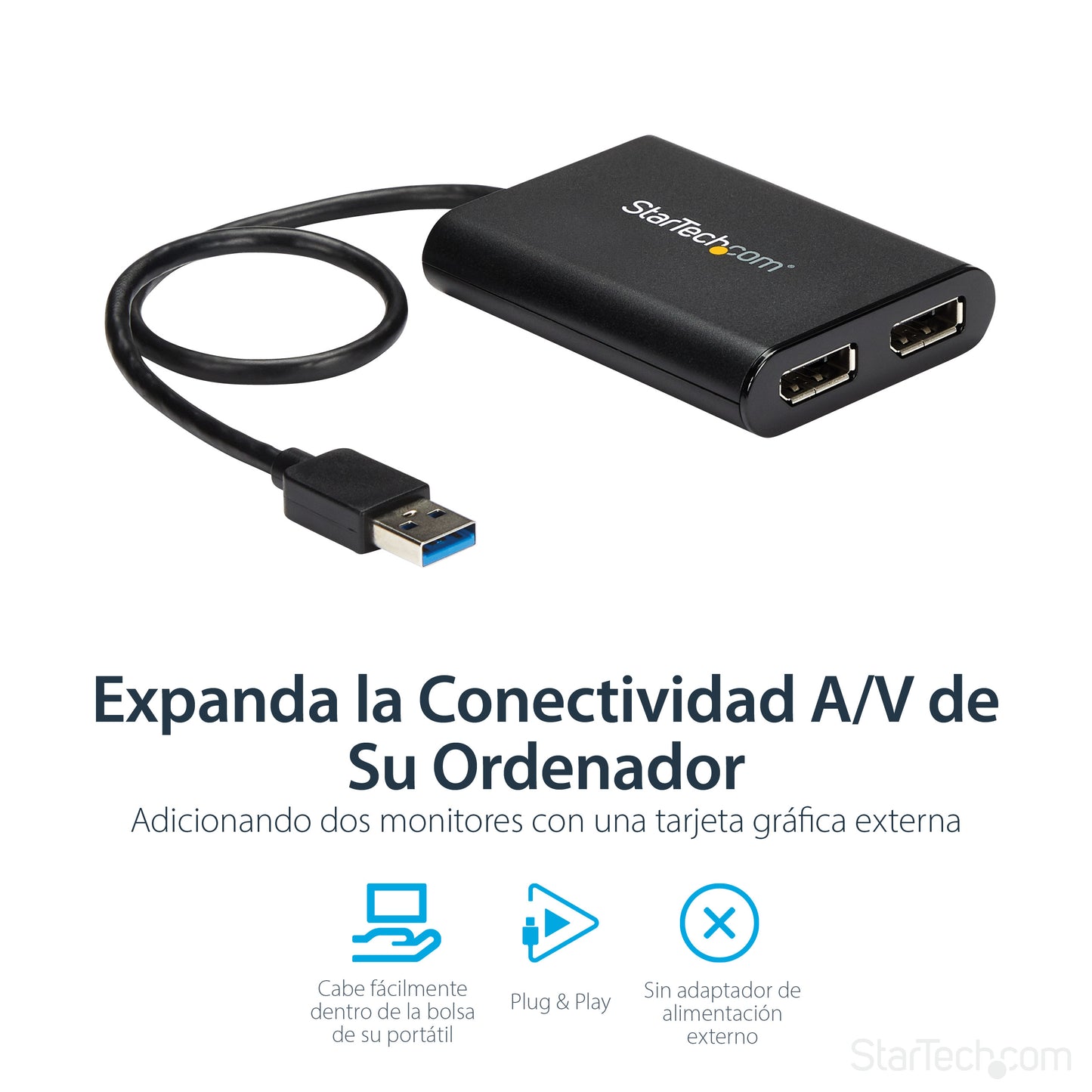 StarTech.com USB32DP24K60 adaptador gráfico USB 4096 x 2160 Pixeles Negro