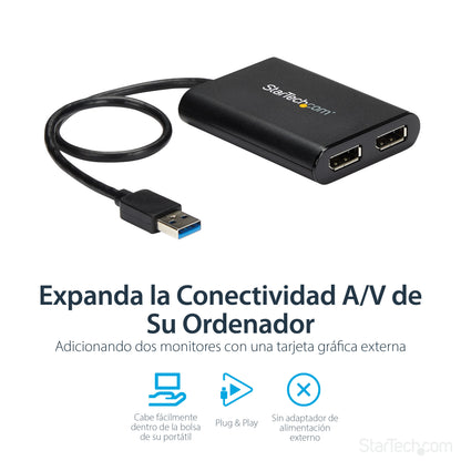 StarTech.com USB32DP24K60 adaptador gráfico USB 4096 x 2160 Pixeles Negro