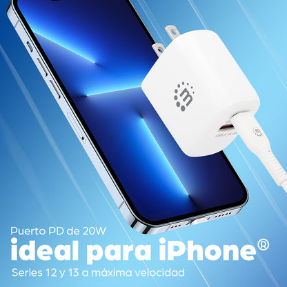 Manhattan 406291 adaptador e inversor de corriente Interior 20 W Blanco