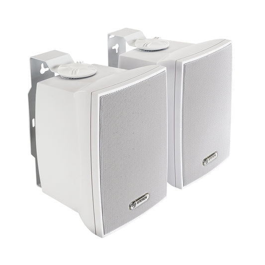 Juego de Bafles Steren de 2 Vías 600W PMPO Tipo Satelital Uso Interno/Externo/Intemperie Color Blanco