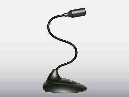 Micrófono de escritorio Perfect Choice con cuello flexible, omnidireccional, alámbrico, salida para audífonos, negro, PC-110279