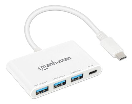 Manhattan 168434 nodo concentrador USB 3.2 Gen 1 (3.1 Gen 1) Type-C 5000 Mbit/s Blanco