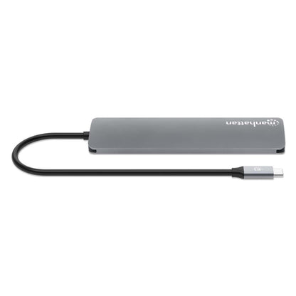 Docking USB-C Manhattan 7 puertos HDMI 2xUSB-A USB-C Datos PD Lector