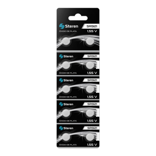 Pila Steren de Óxido de Plata SR921 1.55Vcc 22mAh Uso Múltiple