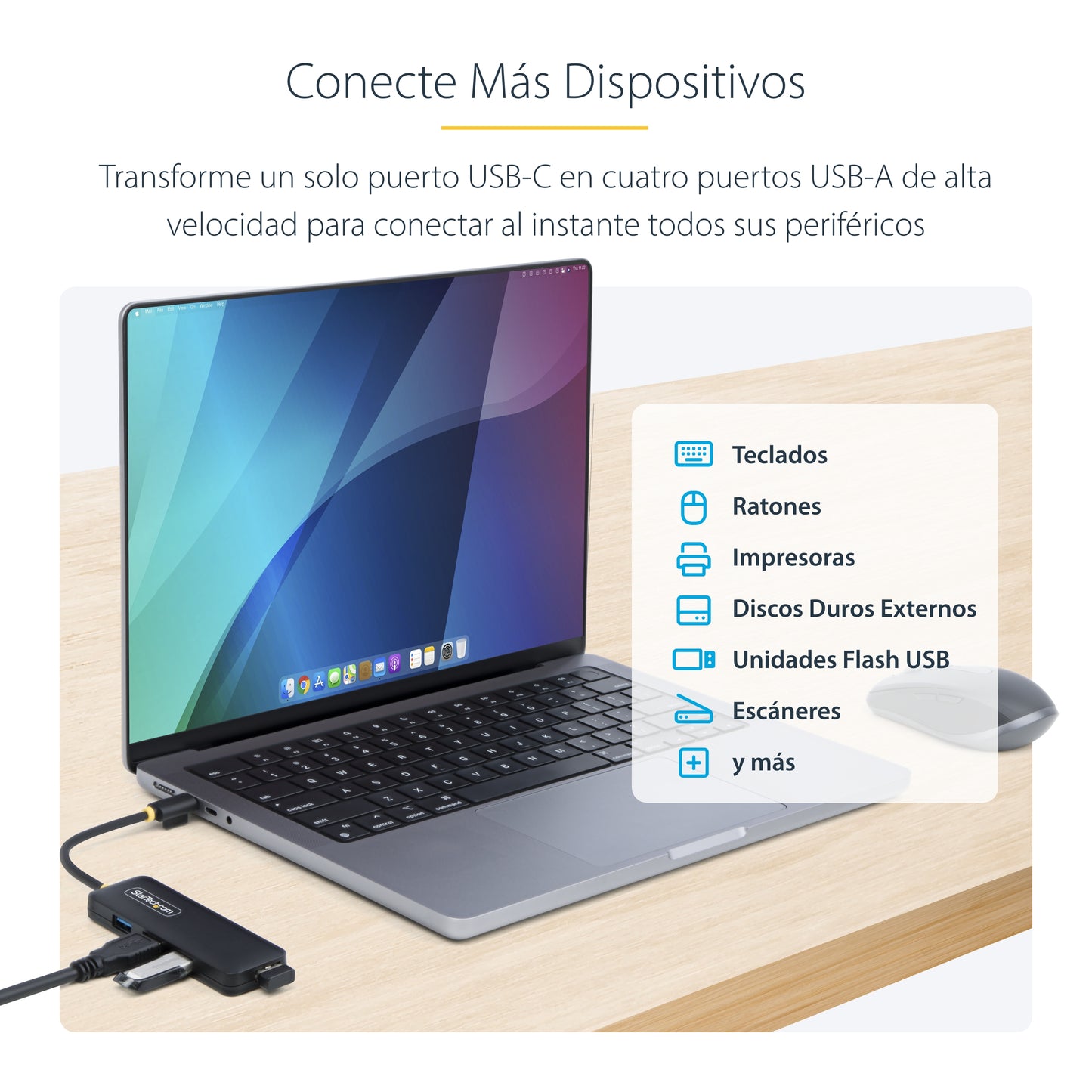 StarTech.com H5C4A-USB-HUB nodo concentrador USB 3.2 Gen 1 (3.1 Gen 1) Type-C 5000 Mbit/s Negro