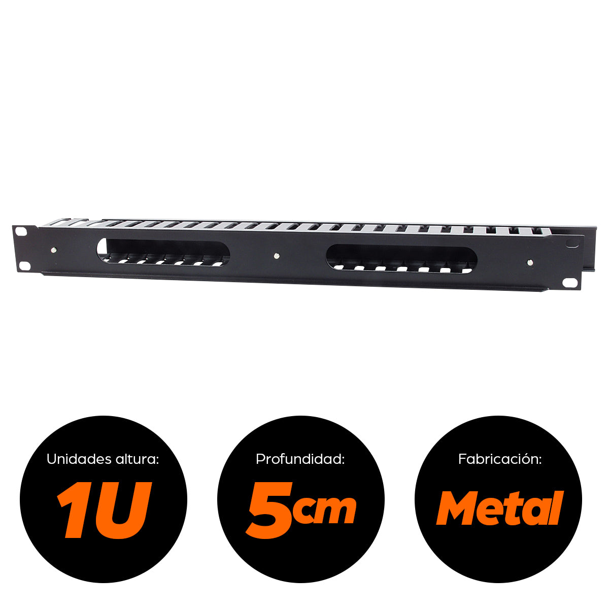Organizador Intellinet Cables 19" 1U Horizontal Metalico Color Negro