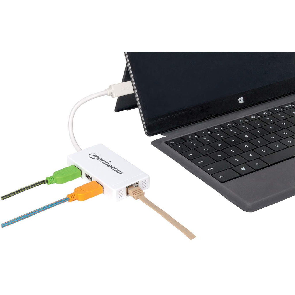 Hub Manhattan USB 3.0 con 3 Puertos/Adaptador Gigabit Ethernet