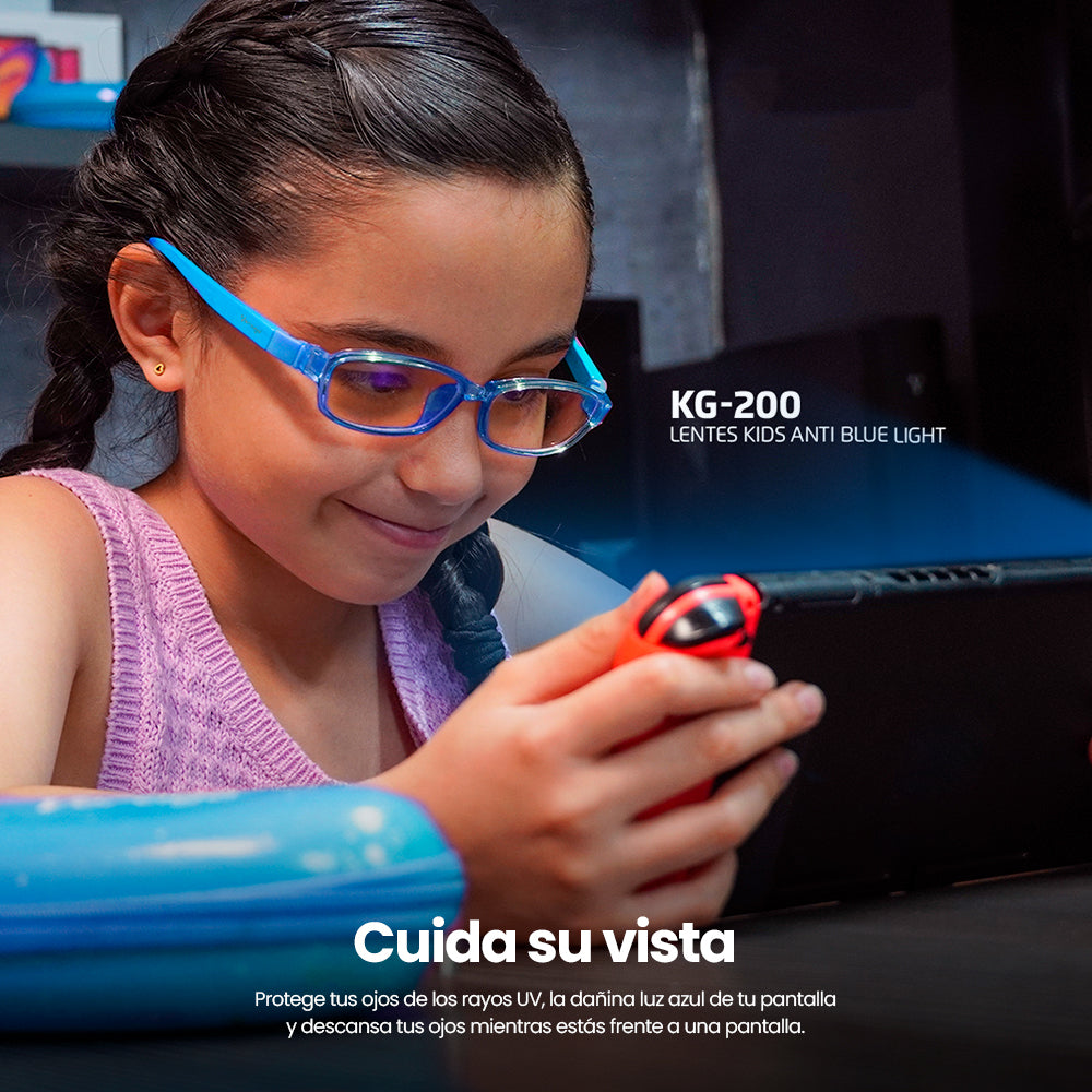 Lentes Gamer Vorago KG-200 Kids PC/Tablet Anti Luz Azul Estuche Color Azul