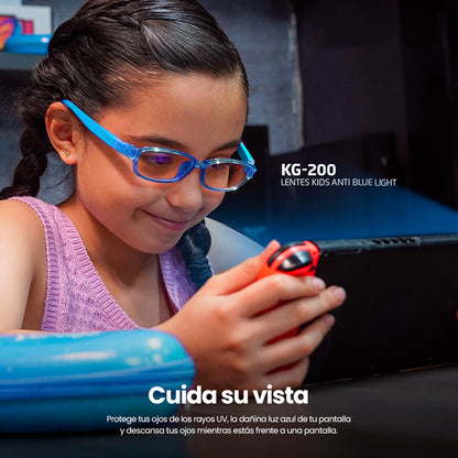 Lentes Gamer Vorago KG-200 Kids PC/Tablet Anti Luz Azul Estuche Color Azul